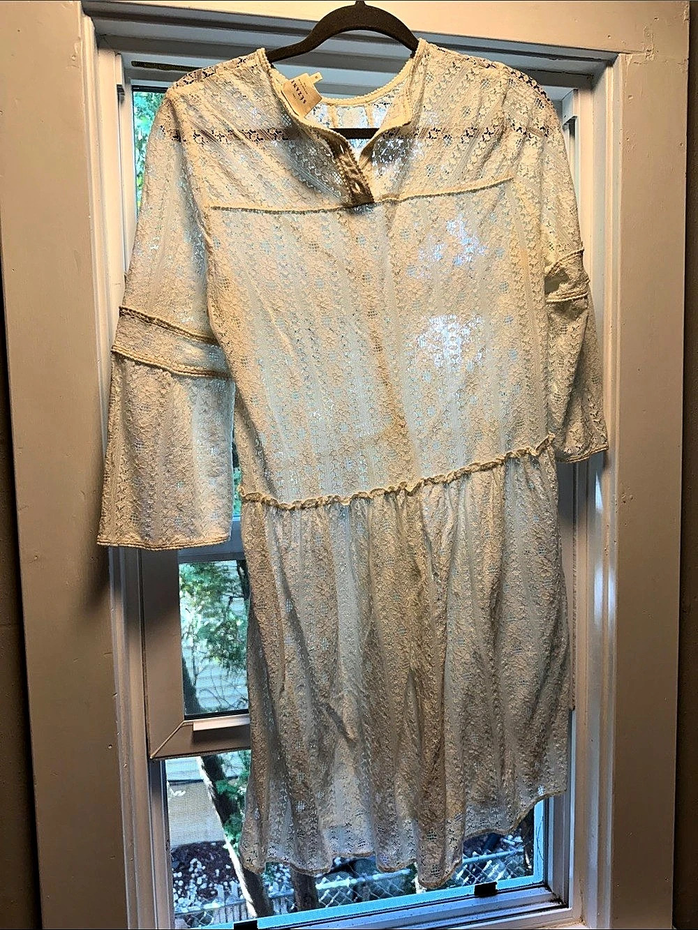 Sezane Floral Mini Dress in Cream Size Medium